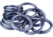 stack of black molded o-rings mykin has manufactured