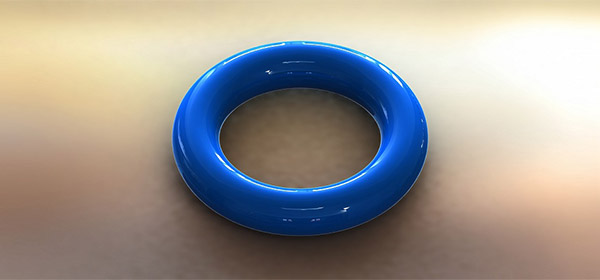 one blue o-ring gasket on a table at an angle